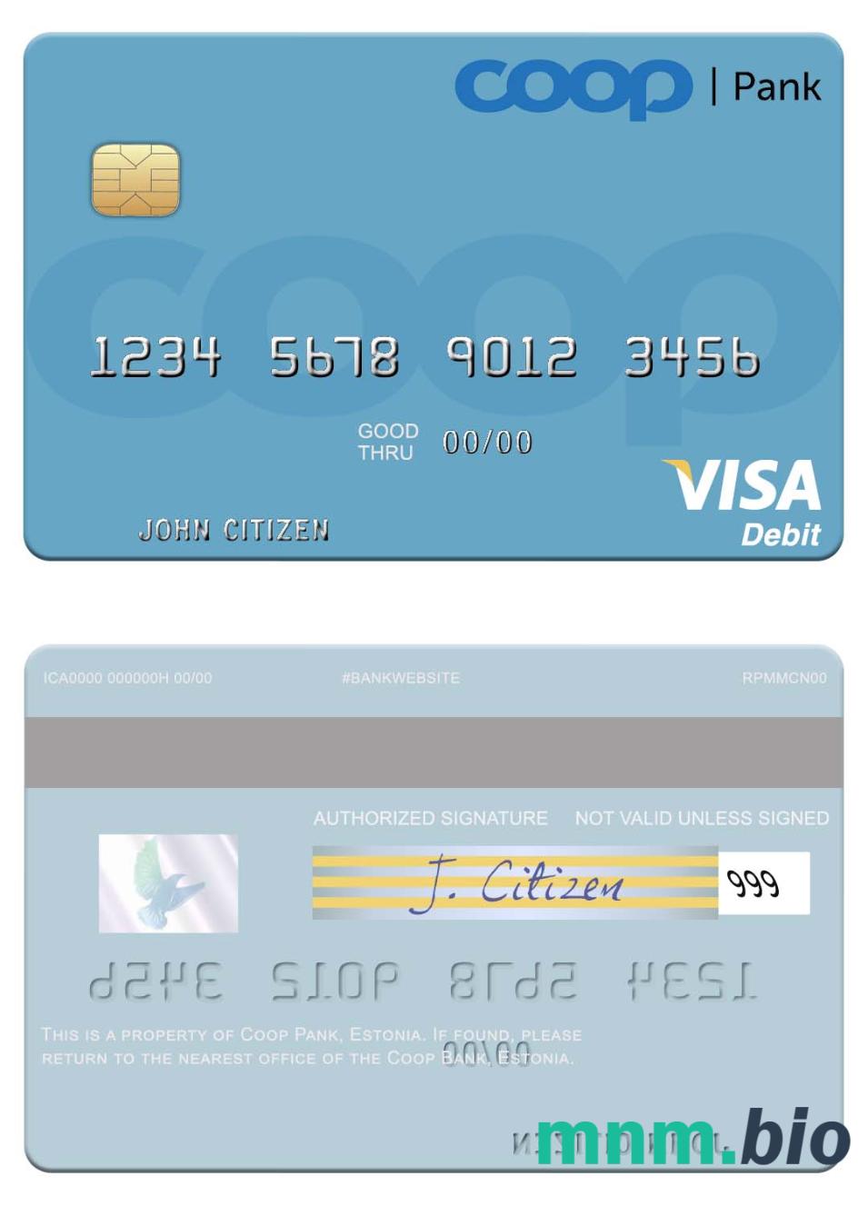 Estonia Coop Pank visa debet karta przykład w formacie PSD